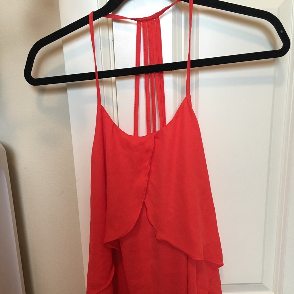 Coral chiffon tank top